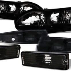 1998-2002 Camaro "Whistler Style" (Clear Lenses with Black and Chrome Housings) Headlights, Turn Signals and Side Markers (PAIRS)