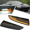 1993-2002 Camaro "Smoked LED DRL/Laser Sequential" (Smoked Lense and Chrome Housing, Xenon White LED Parking/Driving & Full Amber LED Blinker) Turn Signals (PAIR) 