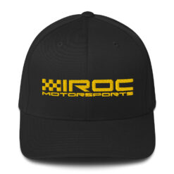 IROC Motorsports “Crew Cap” (YELLOW STITCHING) Structured Twill Cap BLACK