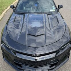 Alternative view of 2016-2024 Camaro "IROC-Z" COPO Style Hood with Louvers and Window (CARBON FIBER)