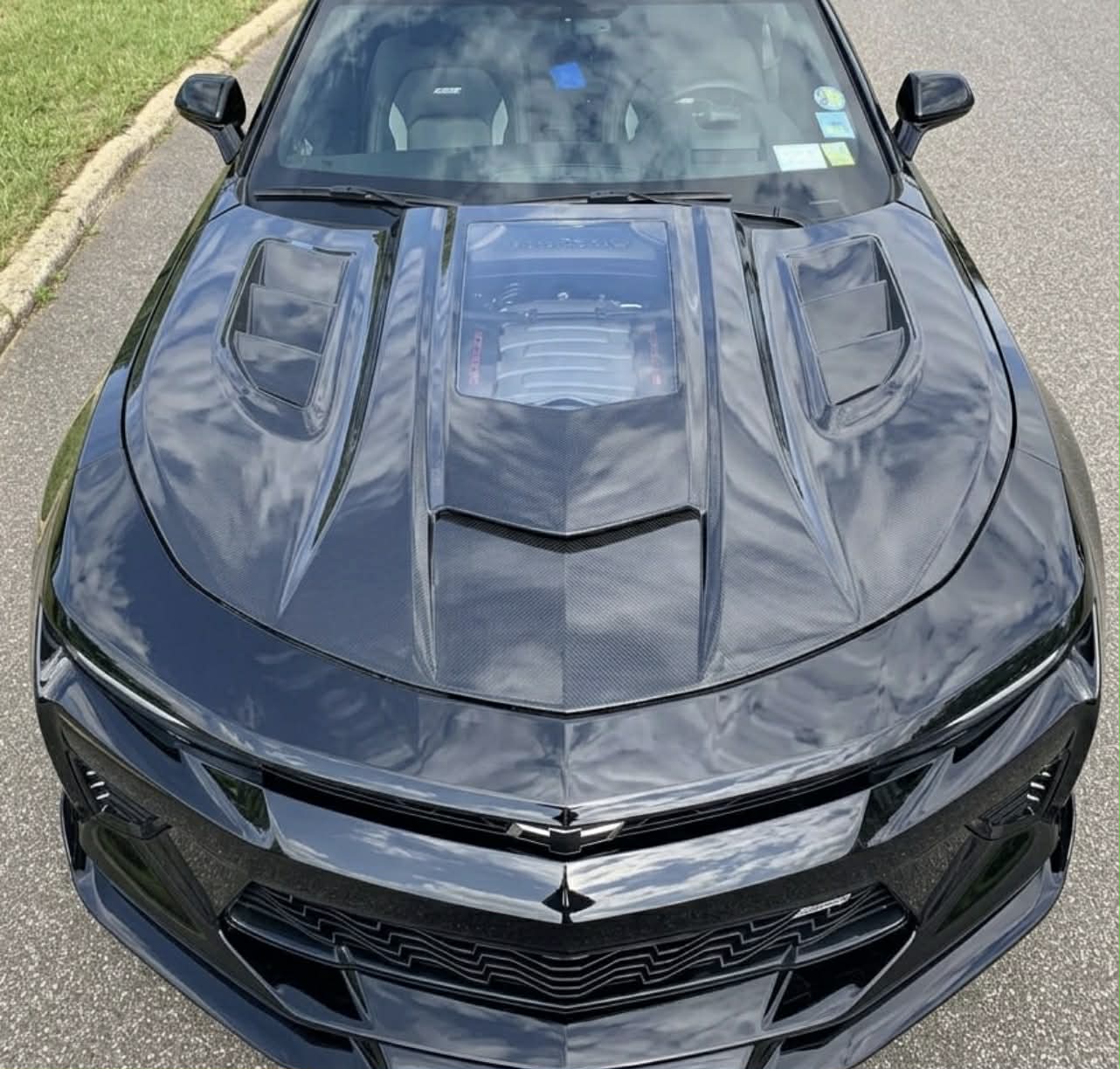 2016-2024 Camaro "IROC-Z" COPO Style Hood with Louvers and Window (CARBON FIBER) - Image 2